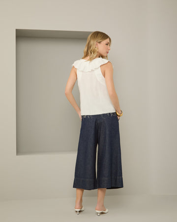 Bermuda Jeans Com Pregas Anne Fernandes